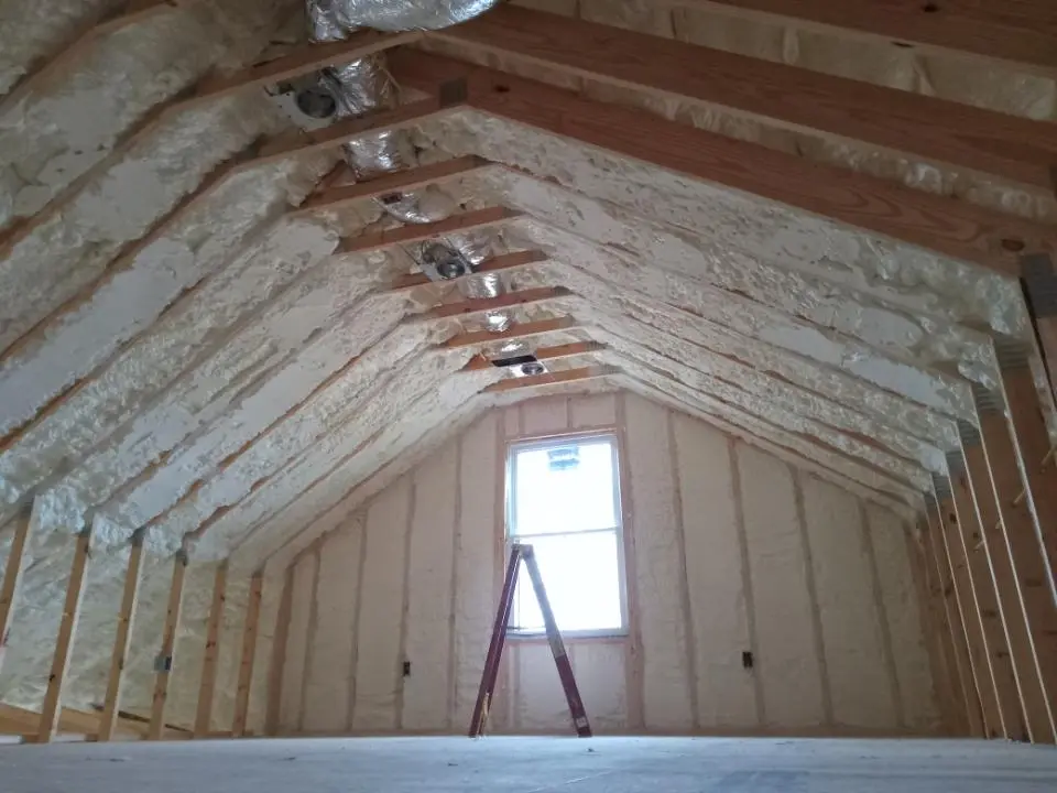 Spray foam roofing application for Crawl Space Insulation project in Raynham